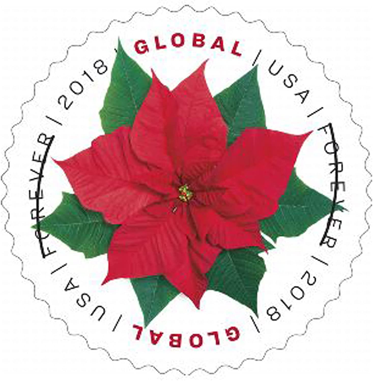(2018) US Global Poinsettia First Class Forever Postage Stamps
