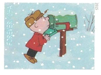2015 US Charlie Brown Xmas Pane of 20 Forever Postage Stamps