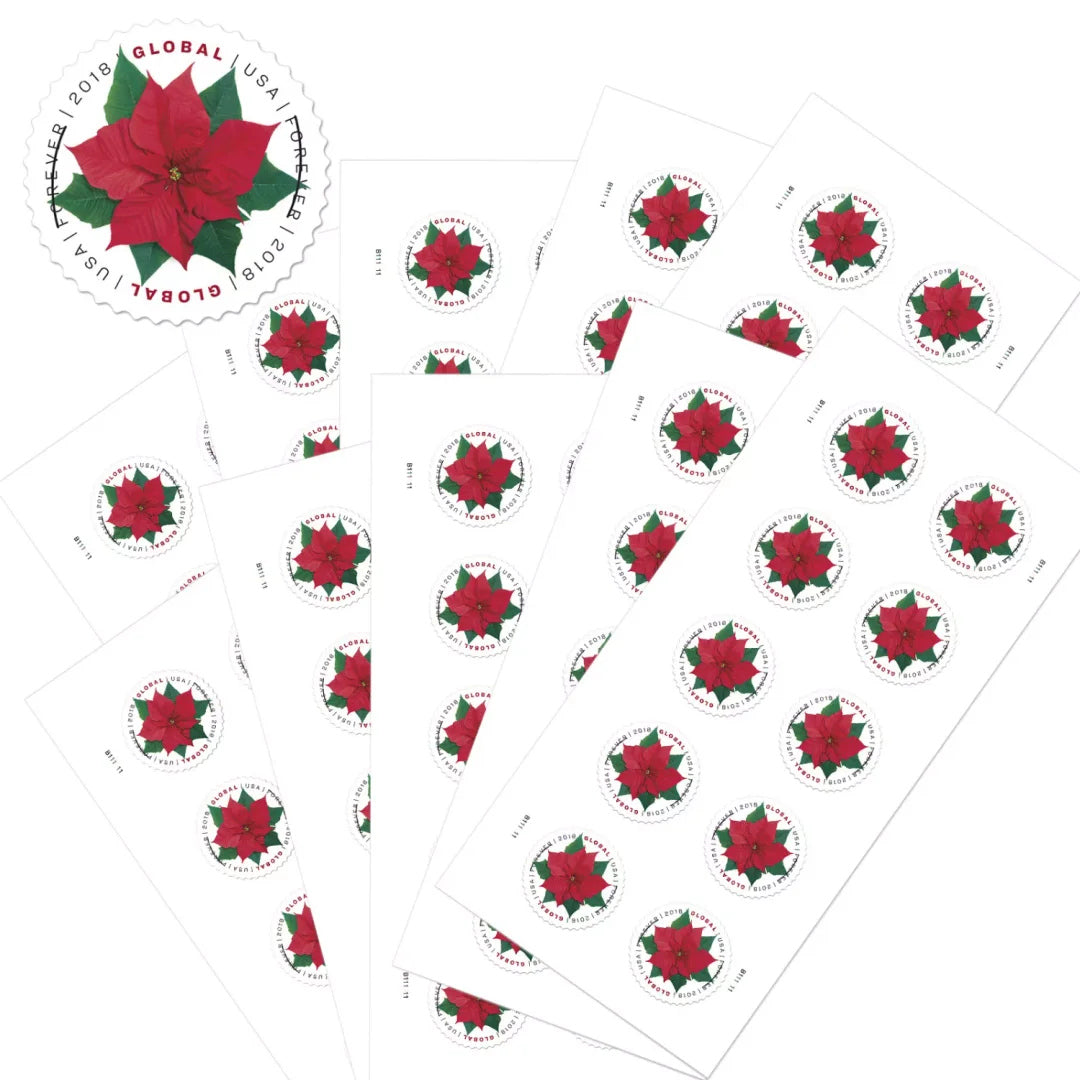 (2018) US Global Poinsettia First Class Forever Postage Stamps