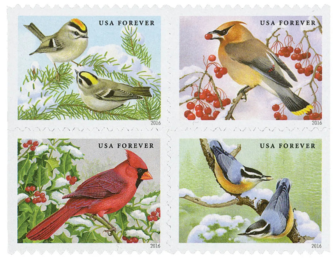 2016 Songbirds in Snow Forever First Class Postage Stamps