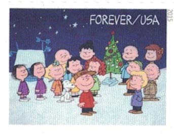 2015 US Charlie Brown Xmas Pane of 20 Forever Postage Stamps