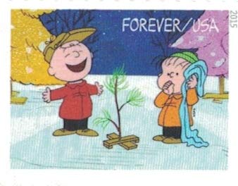 2015 US Charlie Brown Xmas Pane of 20 Forever Postage Stamps