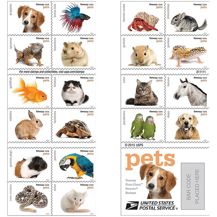 (2016) US Pets Stamps First-Class Mail Forever