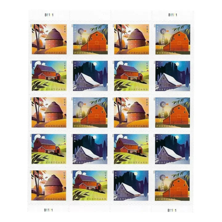(2021) US Barns Postcard Forever Postage Stamps