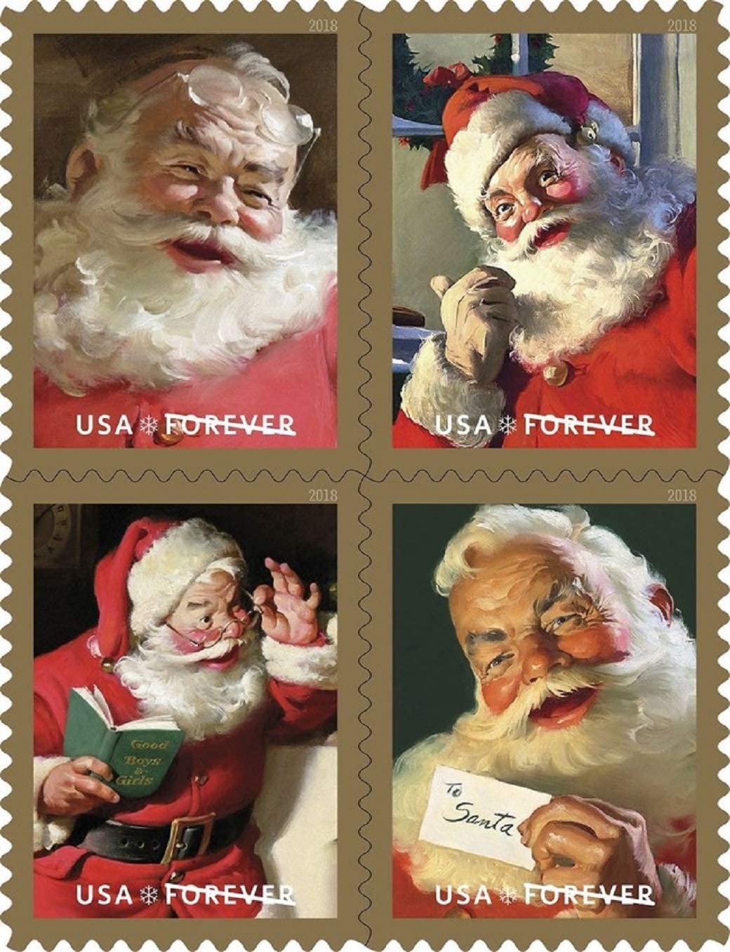 (2018) Sparkling Holidays Christmas Santa Forever Stamps