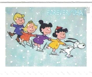 2015 US Charlie Brown Xmas Pane of 20 Forever Postage Stamps