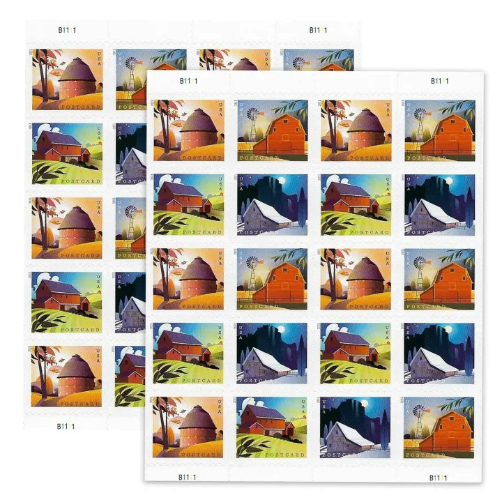 (2021) US Barns Postcard Forever Postage Stamps