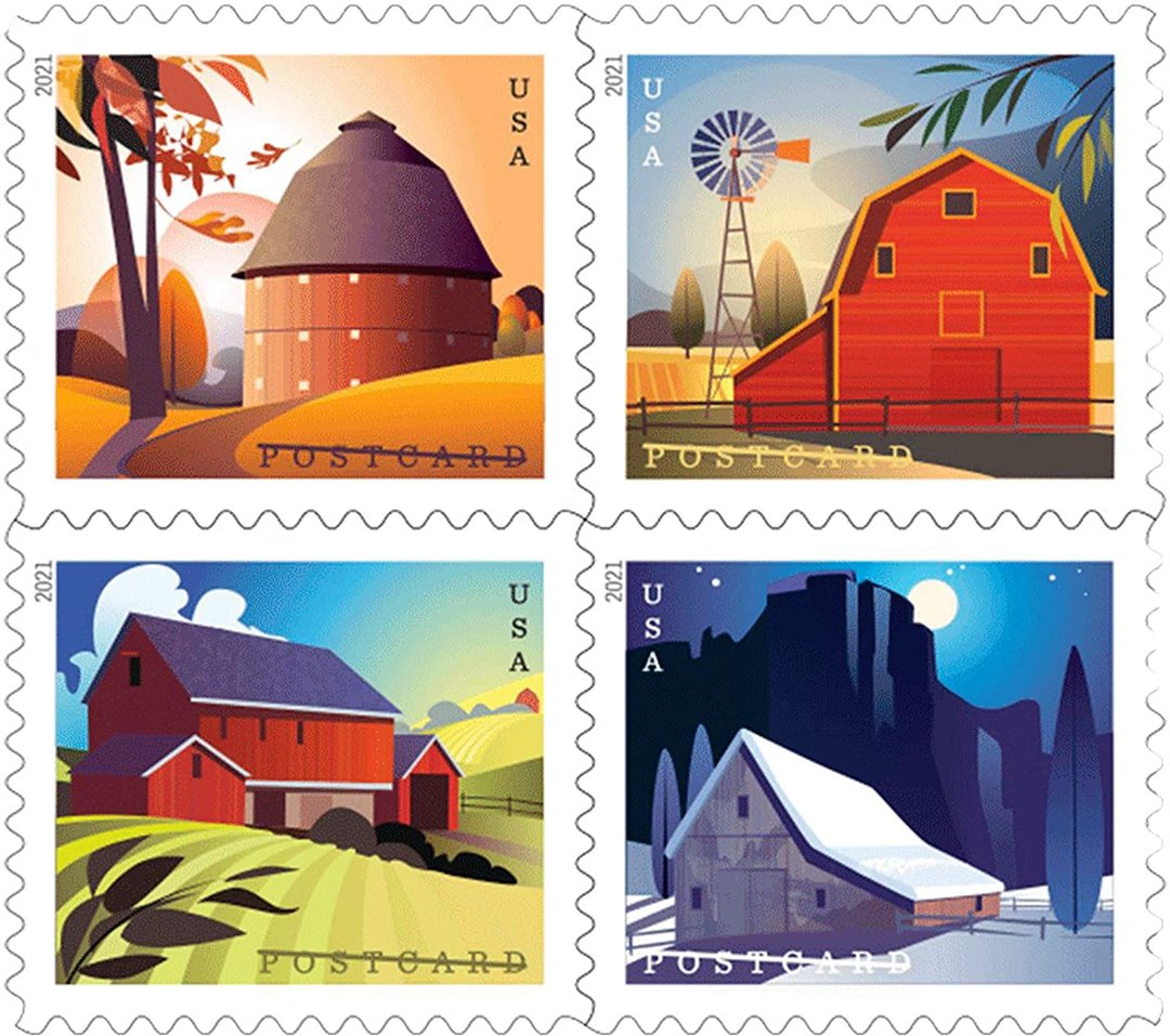 (2021) US Barns Postcard Forever Postage Stamps