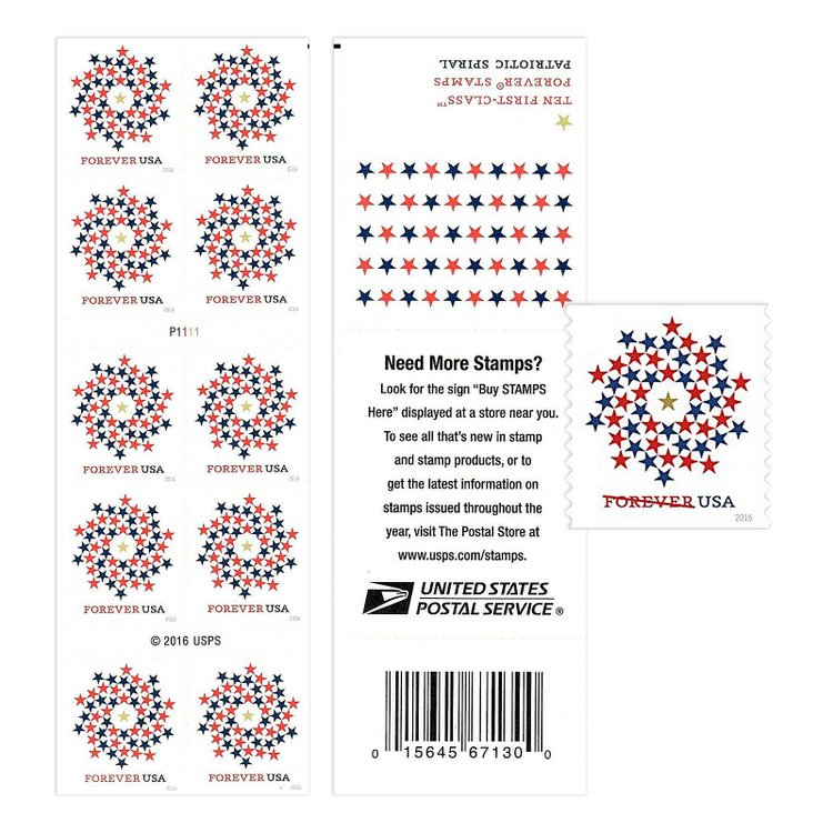 (2016) US Stars Red & Blue Forever Stamps