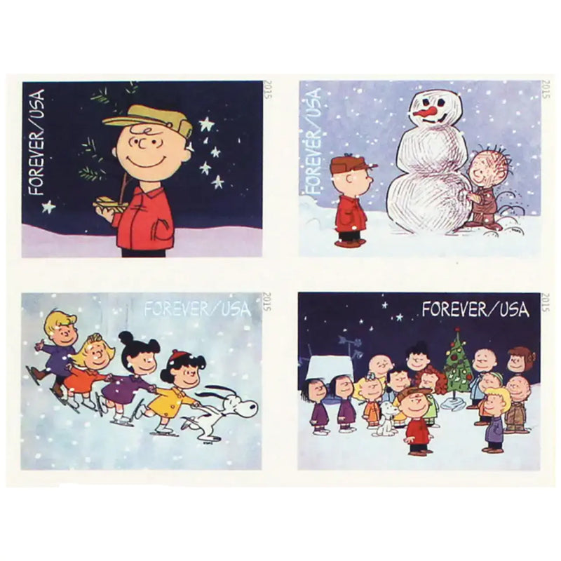 2015 US Charlie Brown Xmas Pane of 20 Forever Postage Stamps