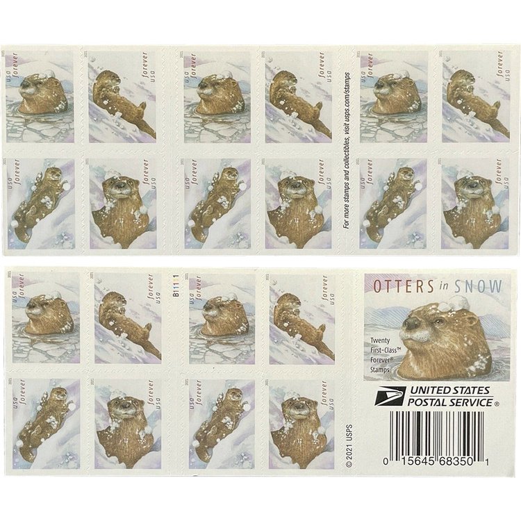 (2021) Otters in Snow Forever Postage Stamps
