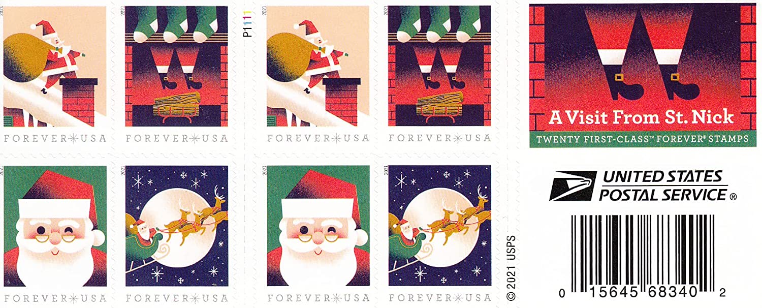 2021 US A Visit from St Nick Forever First Class Postage Stamps