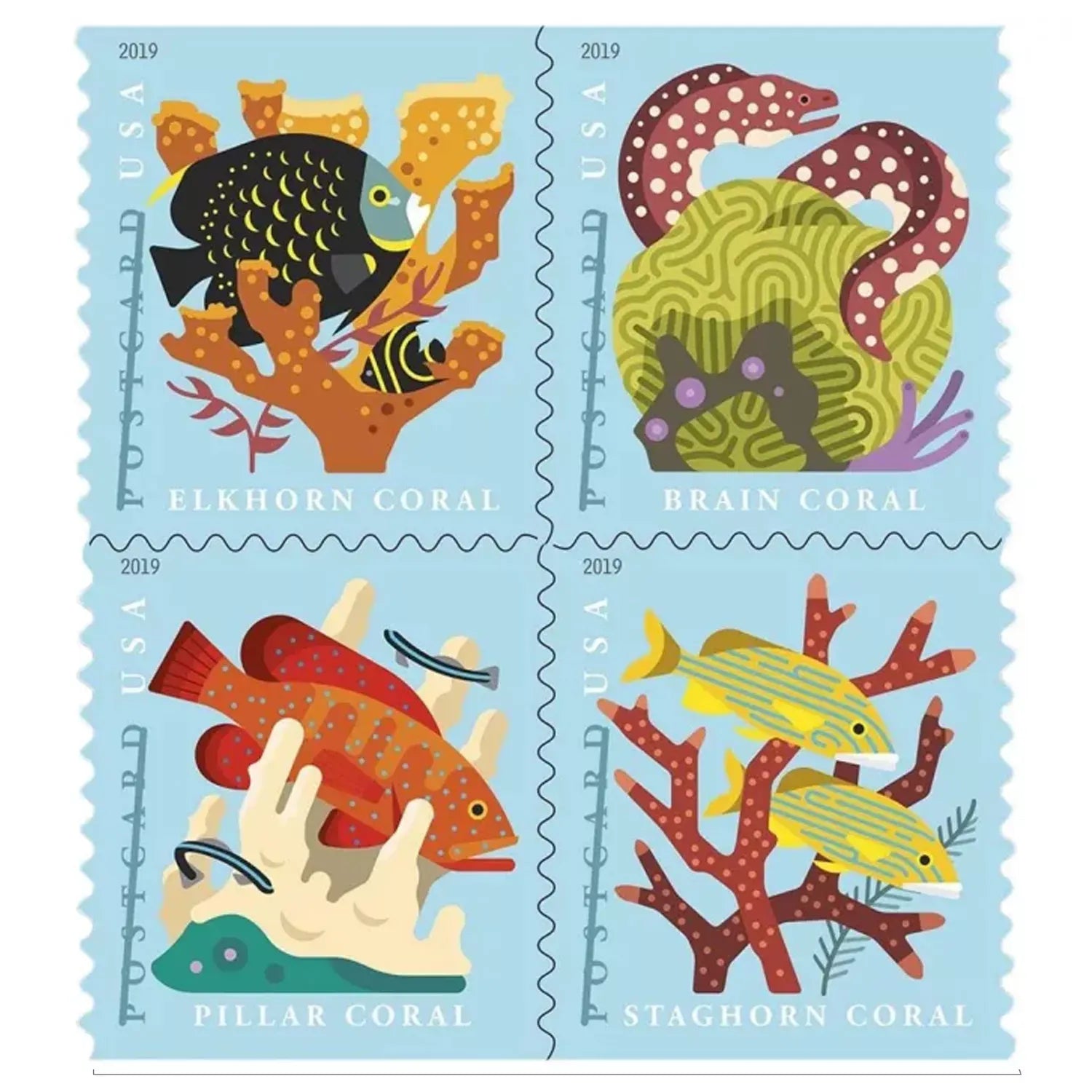 (2019) Coral Reefs Postcard First Class Forever Postage Stamps