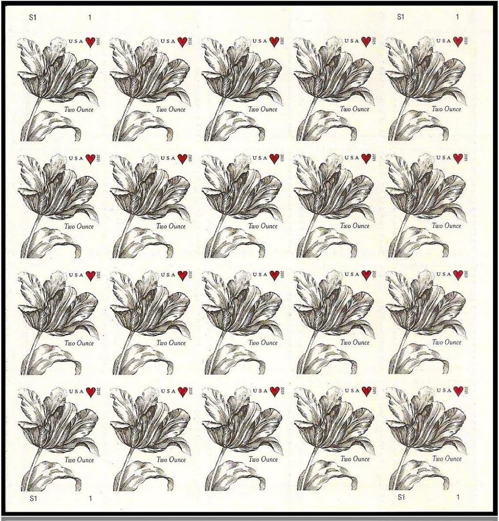 2015 Vintage Tulip Pane Postage Wedding Stamps