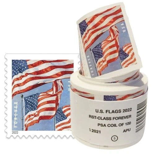 (2022) US Forever American Flag Stamps Rolls