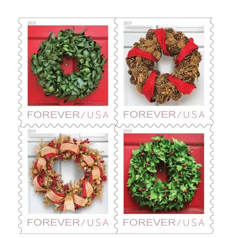 (2019) Christmas Tradition Celebration Holiday Wreaths Forever Stamps