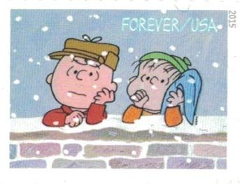 2015 US Charlie Brown Xmas Pane of 20 Forever Postage Stamps