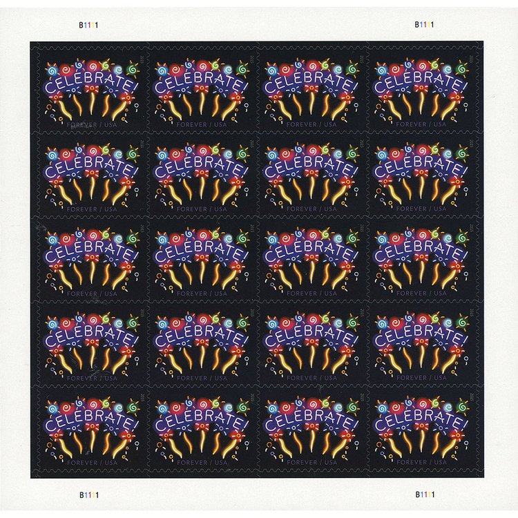 (2011) US Neon Celebrate! Forever Stamps