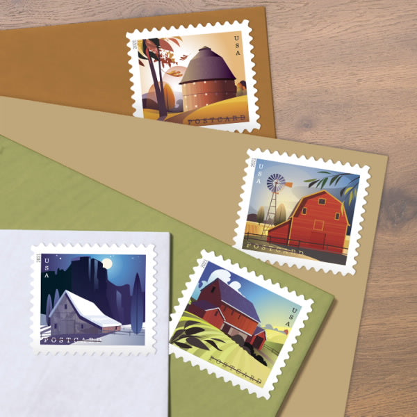 (2021) US Barns Postcard Forever Postage Stamps