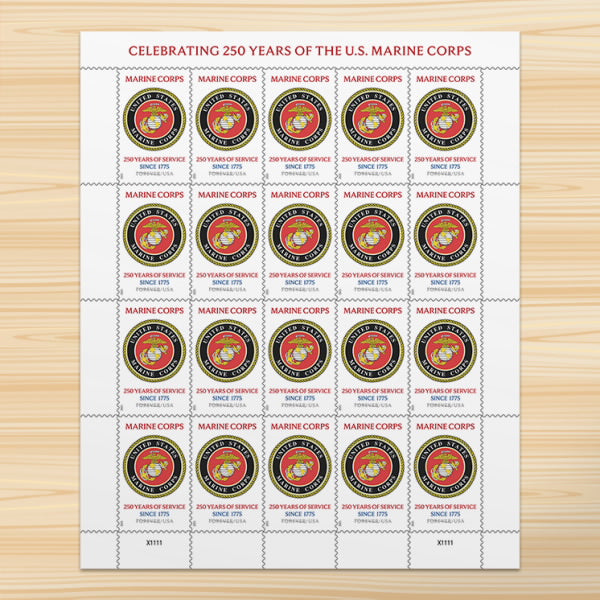 U.S. Marine Corps 250th Stamps Sheet of 20